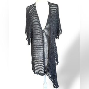 B&K Moda Open HeavyKnit Navy Nautical Asymmetrical Tunic  Top Cover Up Oversized